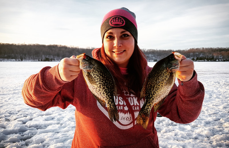 Ice fishing at Bobs Lake Cottages.