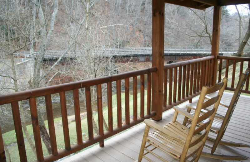 Deck view from As Good As It Gets cabin at New River Trail Cabins.