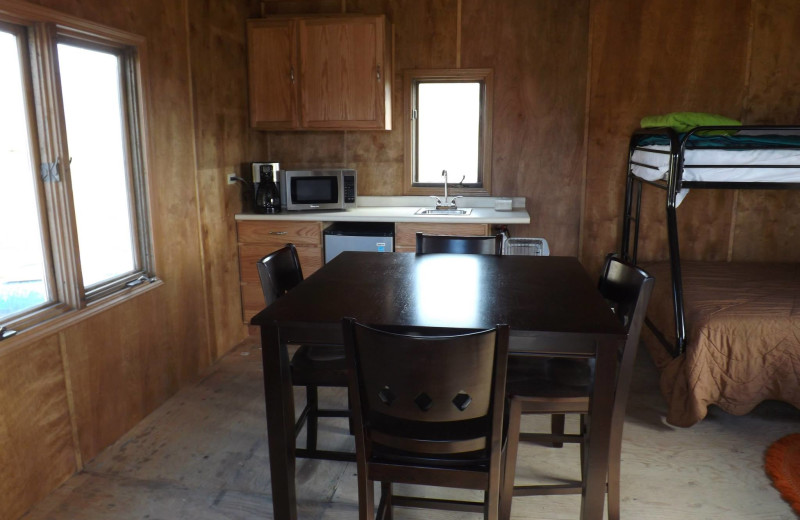 Cabin interior at AkAu Alaska Gold & Resort.