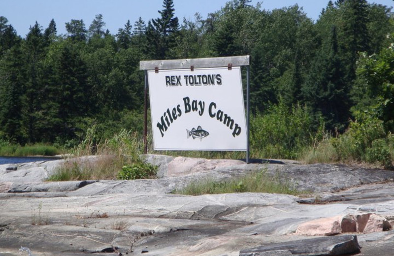 Rex Tolton's Miles Bay Camp sign.