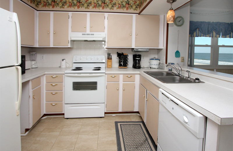 Rental kitchen at Seaside Vacations.