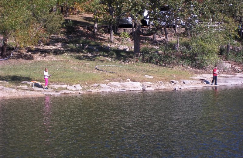 Fishing on the lake at Golden Arrow Resort.