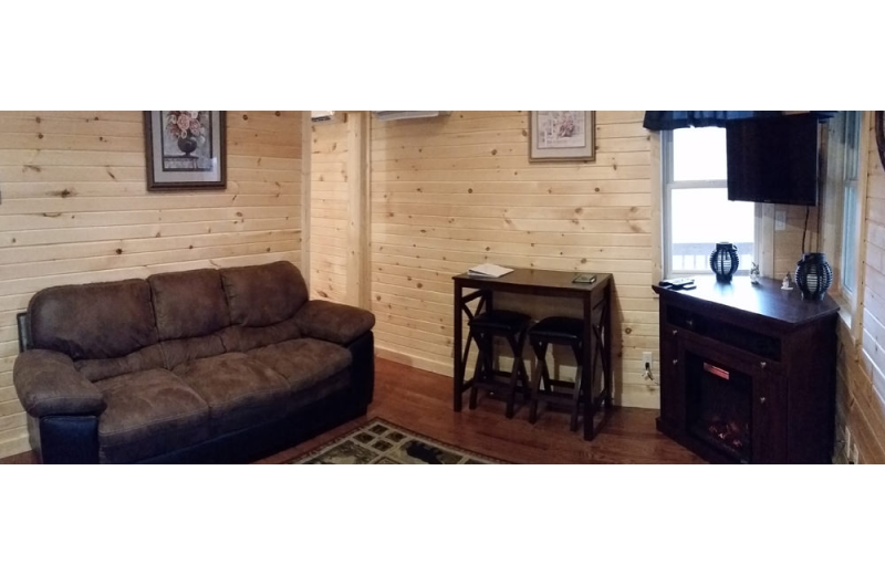 Cabin living room at Hocking Hills Backwoods Retreat.