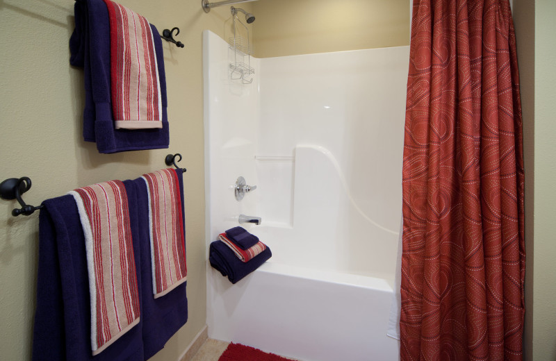 Guest bathroom at Holiday Inn Club Vacations Smoky Mountain Resort.