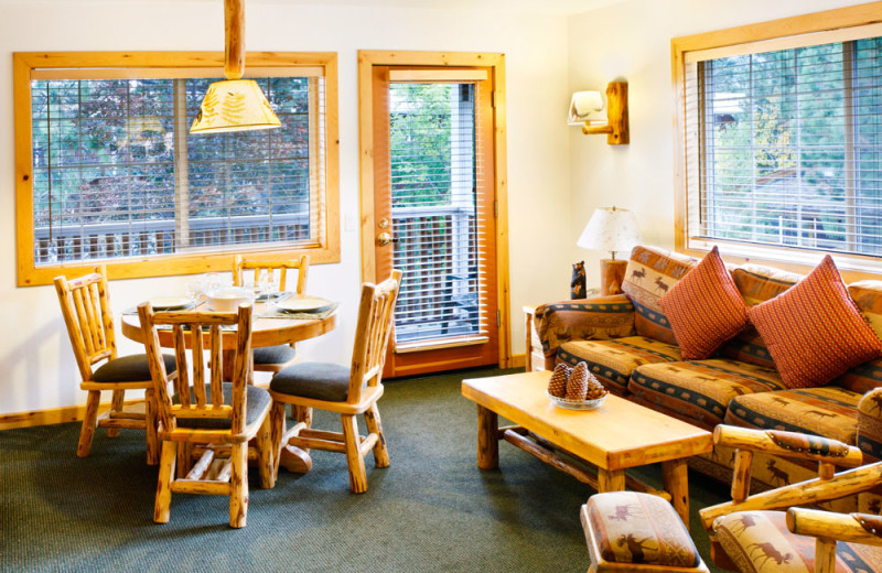 Living Room of a Two Bedroom Unit at the Red Wolf Lakeside Lodge