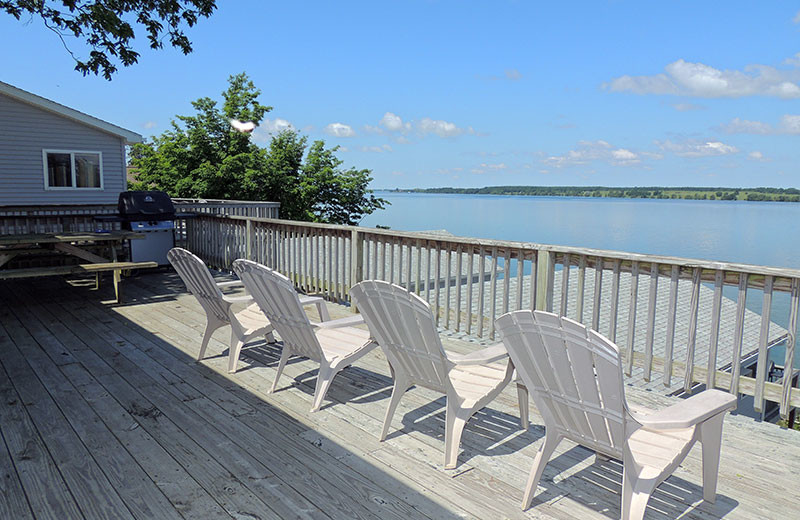 Cottage balcony at Angel Rock Waterfront Cottages.