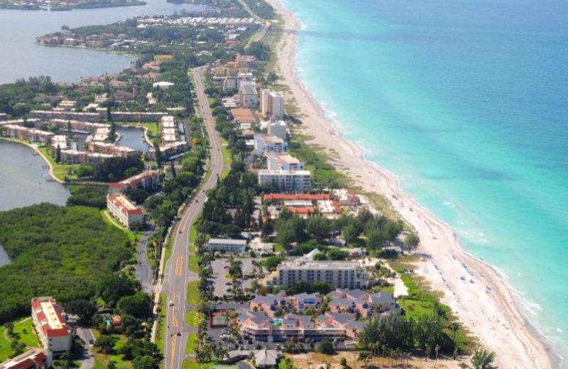 Aerial view of Sand Cay Beach Resort.