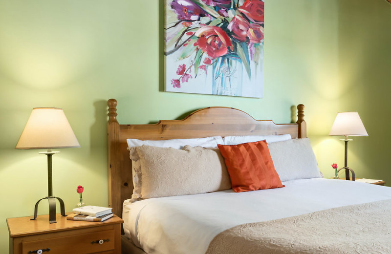 Features include king bed, gas fireplace and walk in shower.
