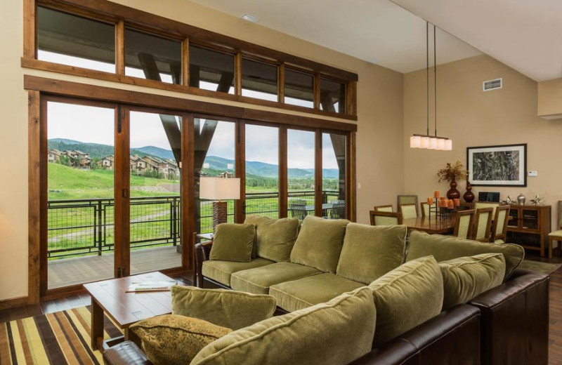 Rental living room at Trailhead Lodge.