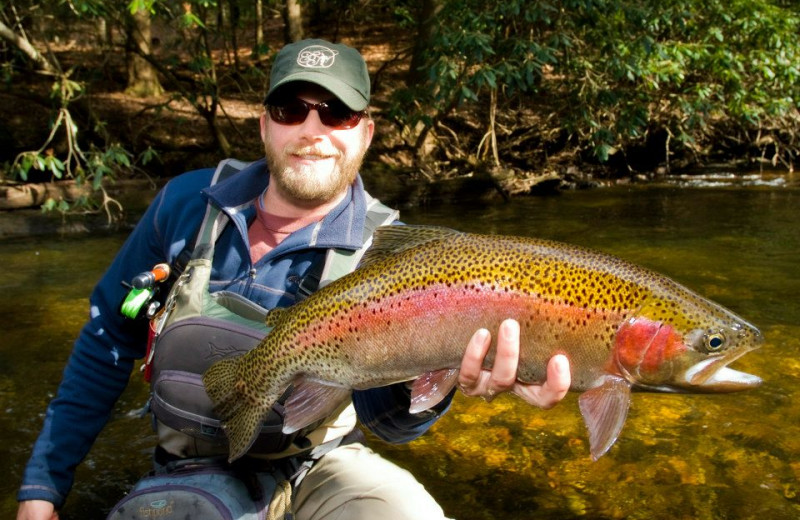 Trout fishing at Southern Comfort Cabin Rentals.