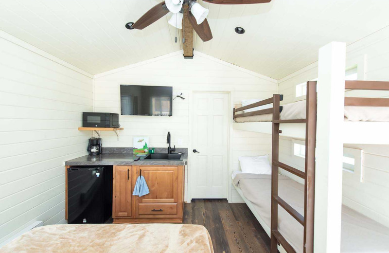 Cabin interior at Yogi Bear's Jellystone Park Hill Country.