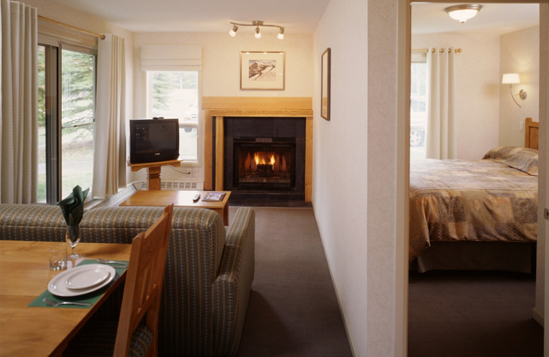 Condo interior at Banff Rocky Mountain Resort.