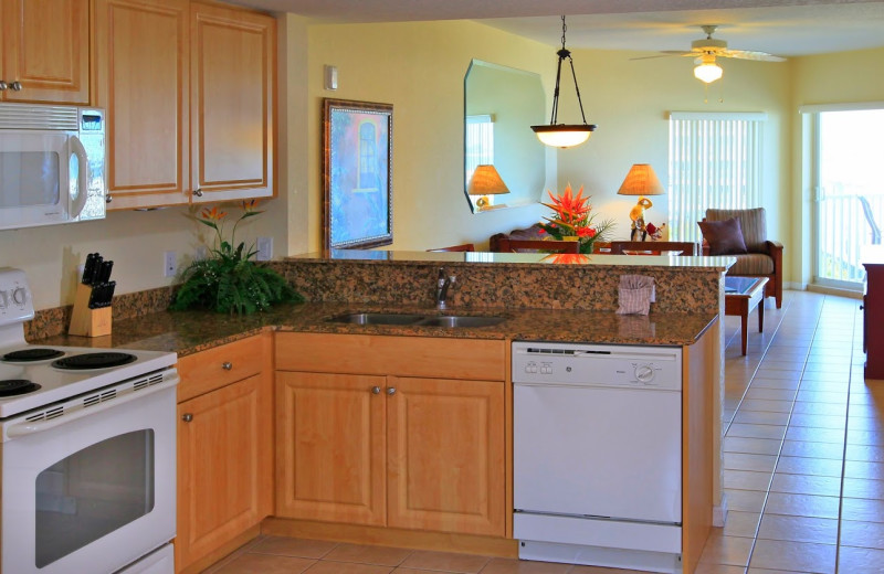 Guest kitchen at Sunset Vistas Beachfront Suites.