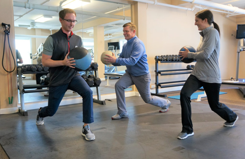 Fitness class at Madden's on Gull Lake.