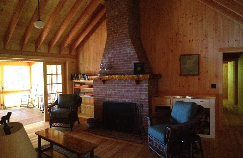 Cabin living room at Rockywold-Deephaven Camps.