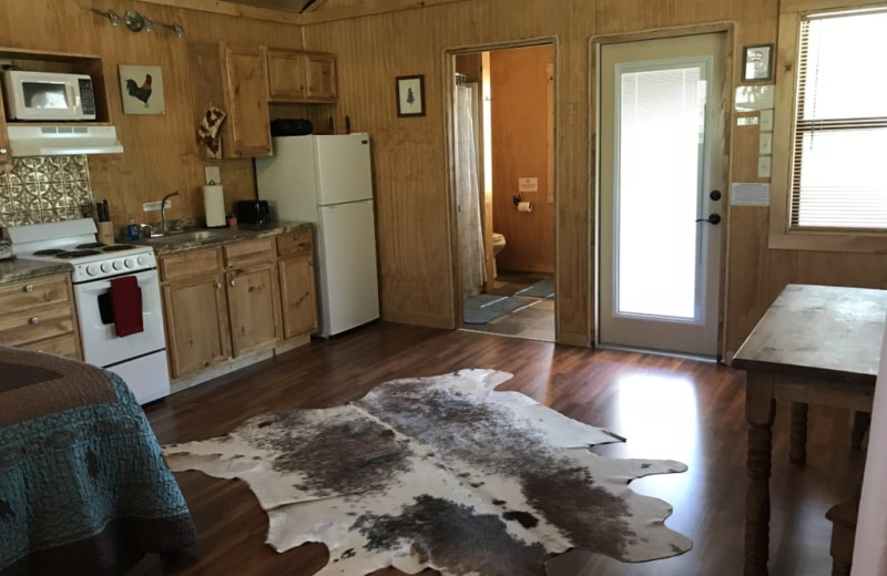 Cabin interior at Walnut Canyon Cabins.