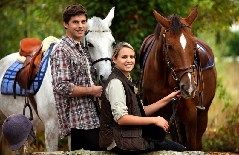 Horseback riding at Sunset Ridge Log Cabins.