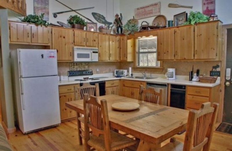 Cabin kitchen at Georgia Mountain Cabin Rentals.