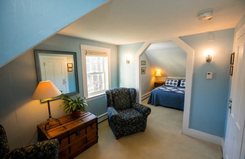 Guest room at The Red Clover Inn & Restaurant.