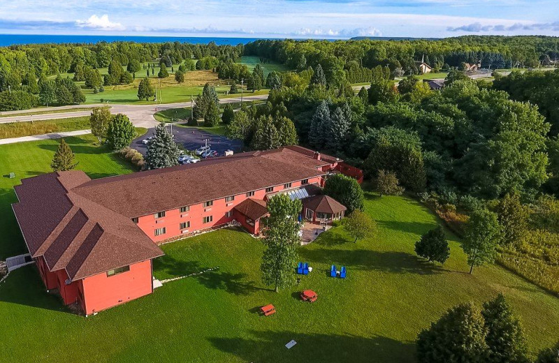 Aerial view of Open Hearth Lodge.