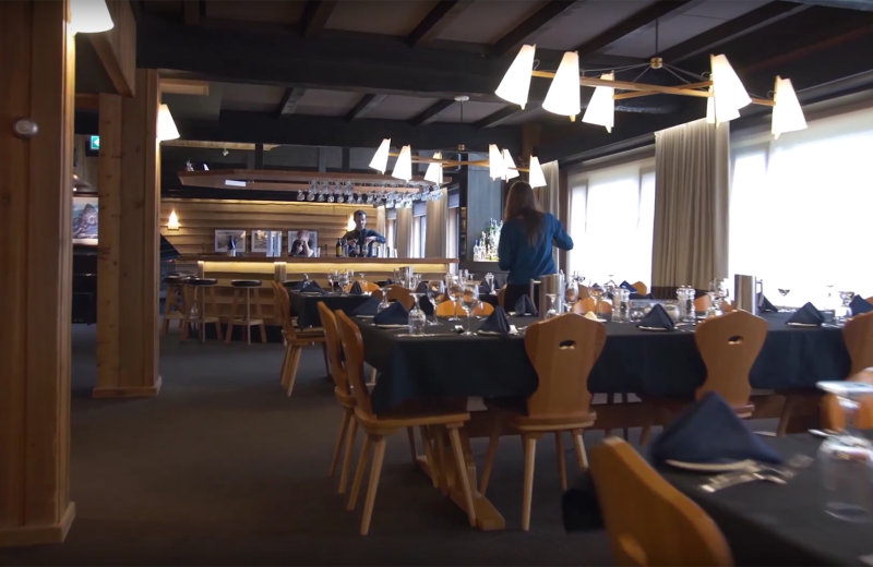Dining at Bugaboos Lodge.