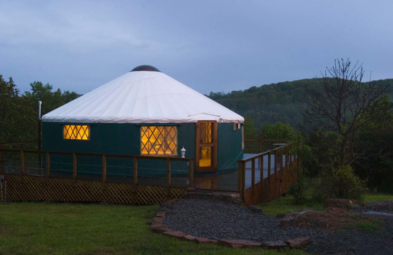 Yurt exterior at Stone Wind Retreat.