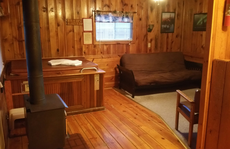 Cabin bedroom at Hidden Rest Resort.