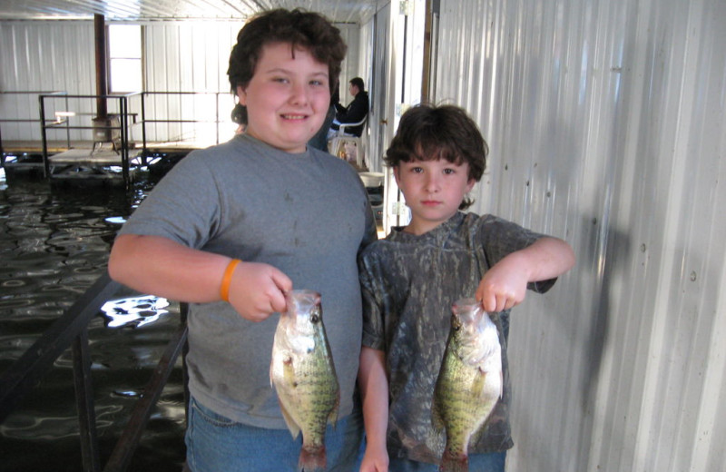 Kids crappie fishing at Alhonna Resort.