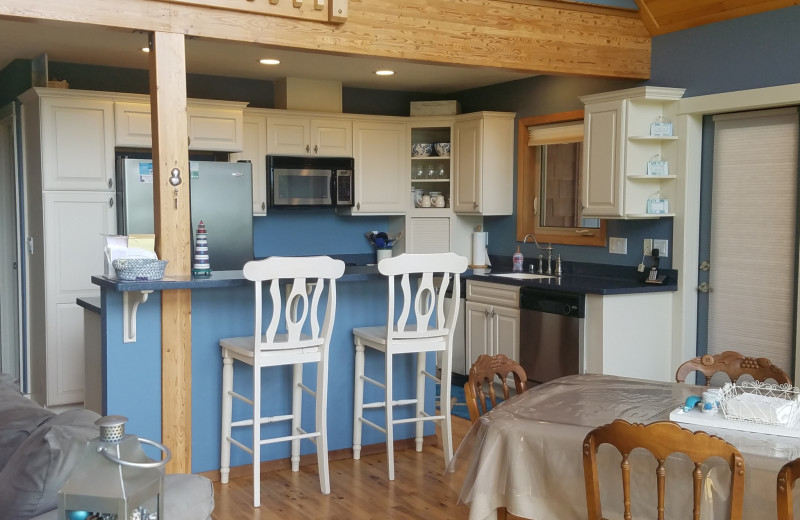 Rental kitchen at Oceanfront Getaways.