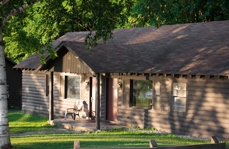 Cabin exterior at Dunham's Bay Resort.