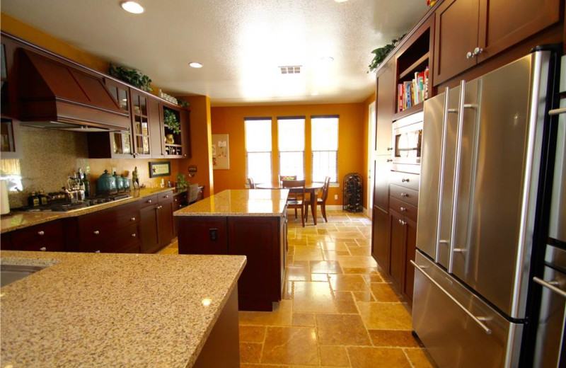 Rental kitchen at Vacation Rentals by McLain Properties.