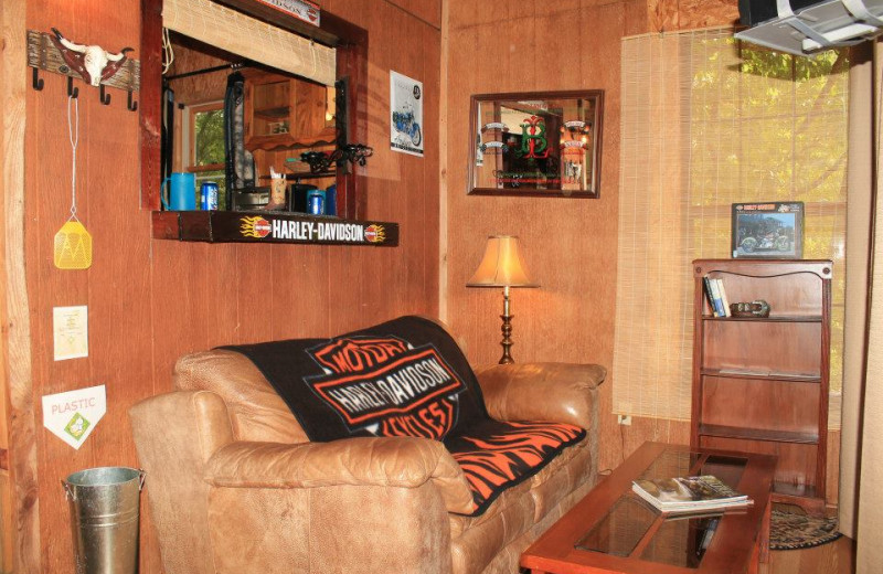 Cabin living room at Mountain Rest Cabins and Campground.