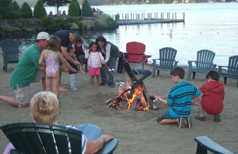 Beach bonfire at The Lodges at Cresthaven on Lake George.