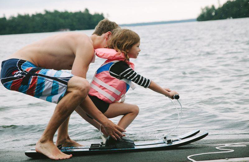 Family water skiing at Clevelands House.