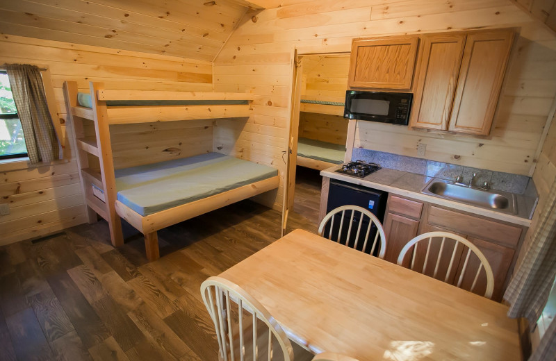 Cabin interior at Old Forge Camping Resort.