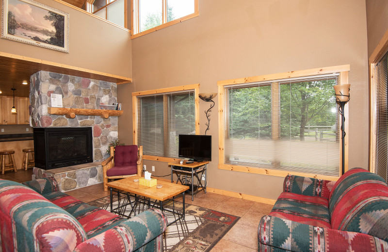 Cabin living room at Skyport Lodge.