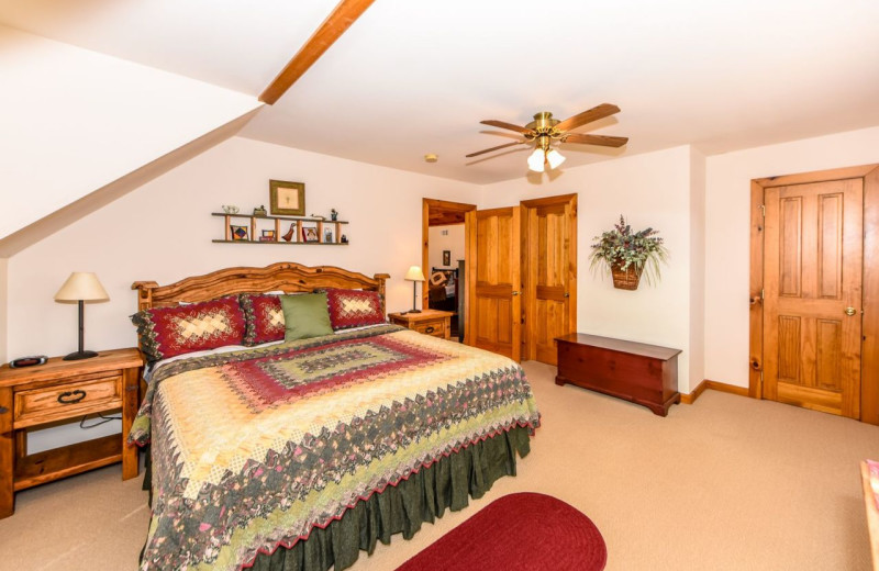 Rental bedroom at Dogwood Cabins LLC.