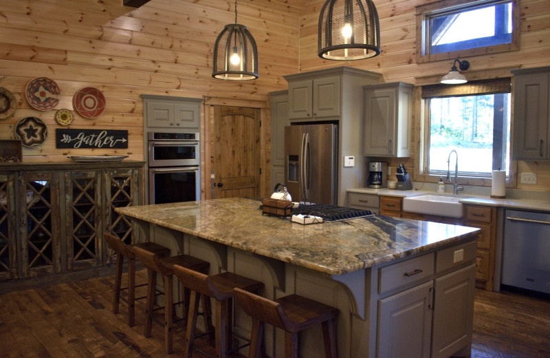 Cabin kitchen at White Glove Luxury Cabins.