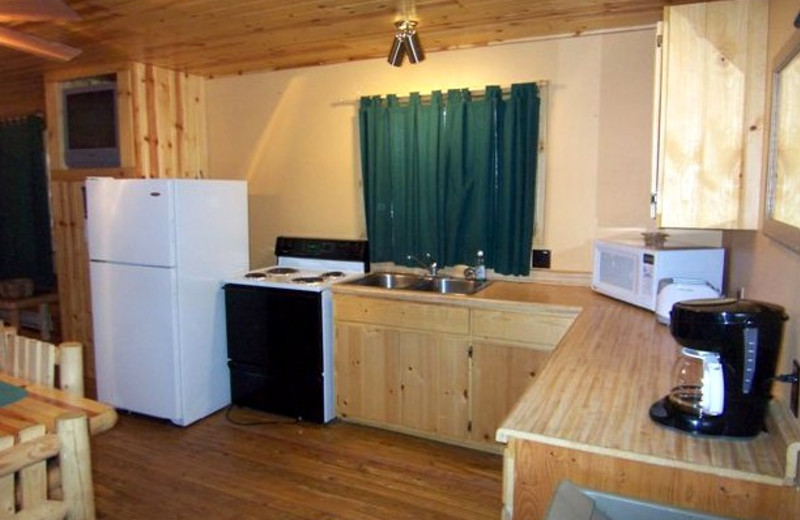 Cabin kitchen at Ash-Ka-Nam Resort.