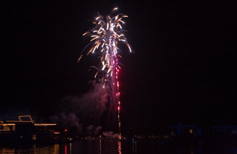 Fireworks on the lake at Jamestown Resort and Marina.