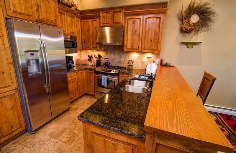 Rental kitchen at Black Diamond Vacation Rentals.