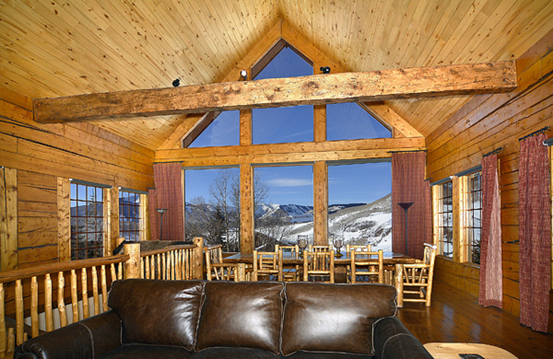 Rental living room at Alpine Getaways.