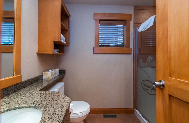 Guest bathroom at Hidden Ridge Resort.