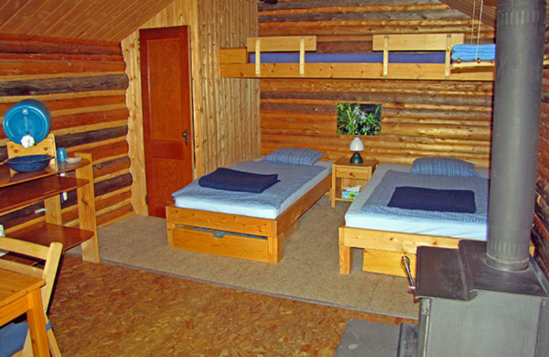 Guest room at Frances Lake Wilderness Lodge.