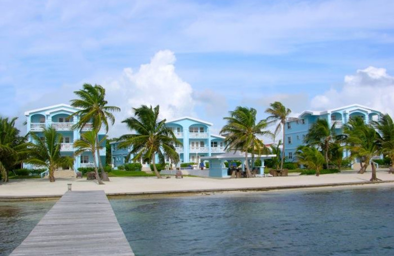 Exterior view of Sunset Beach Resort Ambergris Caye.