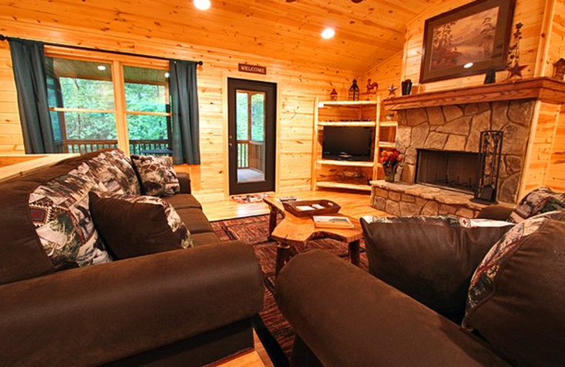 Cabin living room at Sautee Resorts.