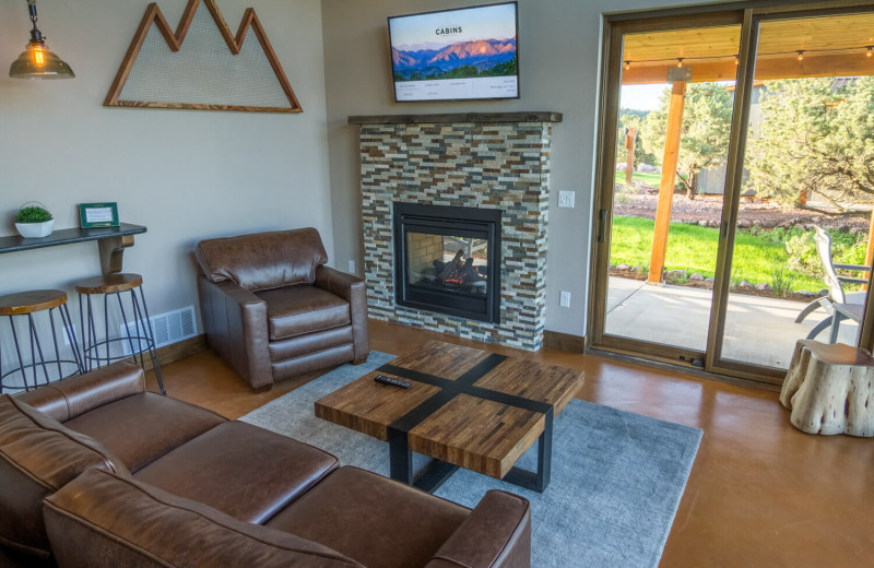 Cabin living room at Royal Gorge Cabins. 