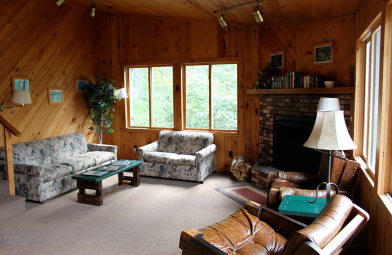 Cabin living room at Muskego Point Resort.