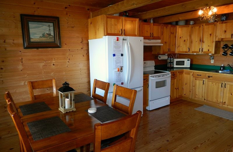 Rental kitchen at Brigadoon Vacation Rentals.