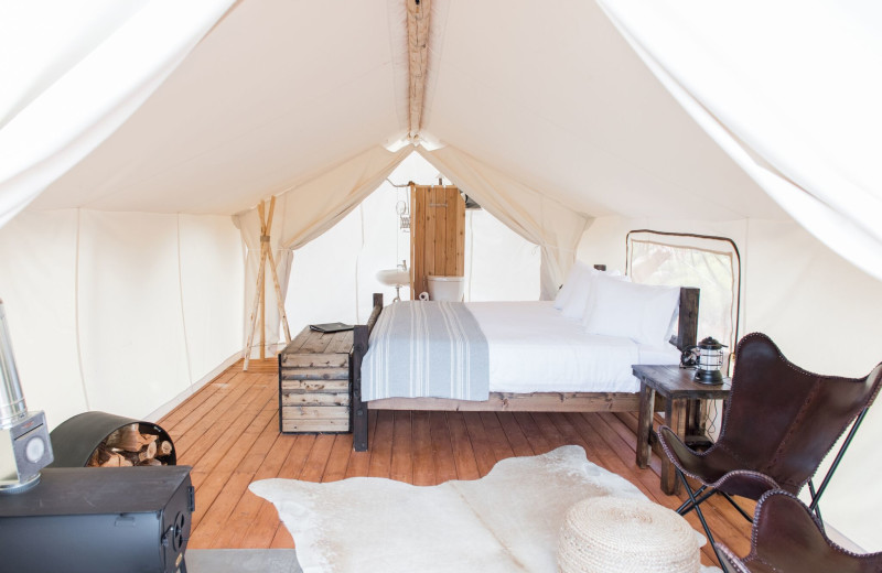 Guest room at Under Canvas Great Smoky Mountains.